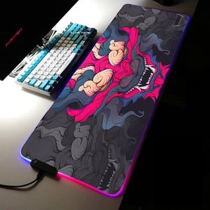 RESTS Elemento japonés LED Light Mousepad RGB Cubierta de teclado Deskmat Ratón colorido Pad, impermeabilizando el mundo de la computadora Multisize World