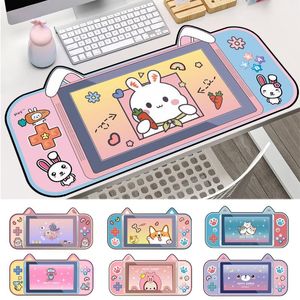 Repose Kawaii dessin animé chat oreille tapis de souris rose grande taille antidérapant tapis de souris étanche Gamer tapis de bureau pour ordinateur tapis de souris d'ordinateur portable