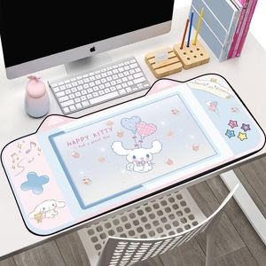 Rust Kawaii Muismat Grote Leuke Kat Oren Cartoon Toetsenbord Mat Tafelmat Studenten Gamer Waterdichte Desktop Muismat Bureau Organizer