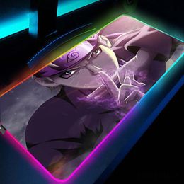 Repose grand bureau RGB LED éclairage tapis de souris Gamer Itachi Kakashi Sasuke tapis de souris de jeu clavier calcul Anime tapis de bureau