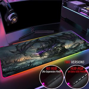 Repose un grand pad de souris RVB XXL Dragon Hub Mousepad LED Mause Pad Super DBZ Custom HD Carpet 4 Port USB PC Bureau PAD MAT avec rétro-éclairé