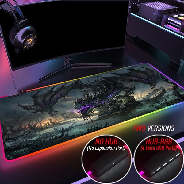 Repose un grand pad de souris RVB XXL Dragon Hub Mousepad LED Mause Pad Super DBZ Custom HD Carpet 4 Port USB PC Bureau PAD MAT avec rétro-éclairé