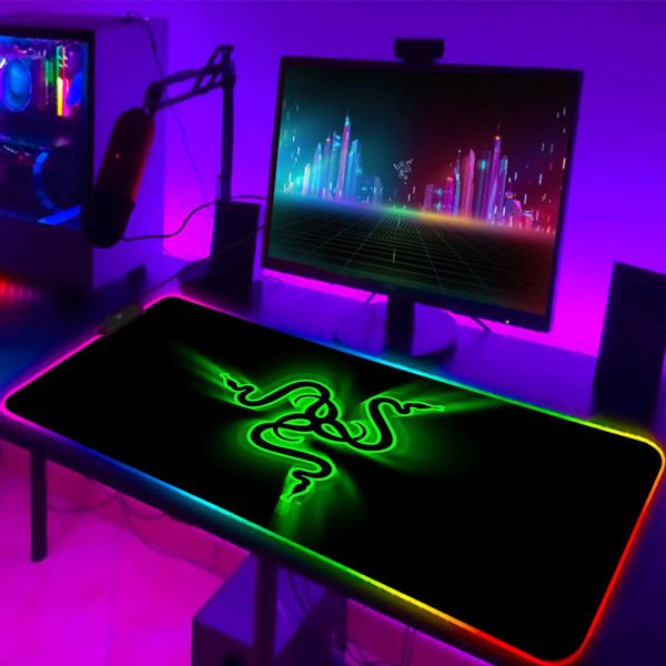 Descansa grande RGB Razer Mouse Pad Anime Gaming Mousepad LED MAUSE MAUSE PAD GAMER ACCESORIOS MATULAR MATABA