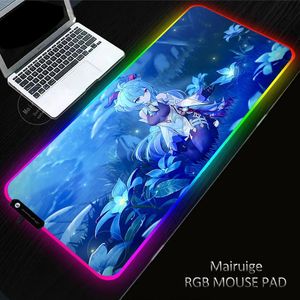 RESTS LED Light Anime Girl Ganyu xxl 400 * 900 mm Pad RVB RVB Grand Genshin Impact de jeu Keyboard Clavier non galet de l'ordinateur Mat Mouspad