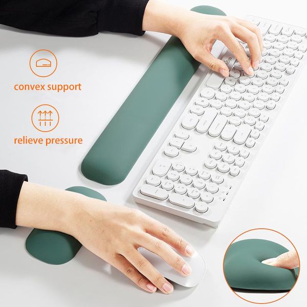 Poggia Memory Foam Tastiera Mouse Poggiapolsi Supporto per le mani Set Tappetino ergonomico per mousepad Tappetino per computer portatile da ufficio Giochi di digitazione