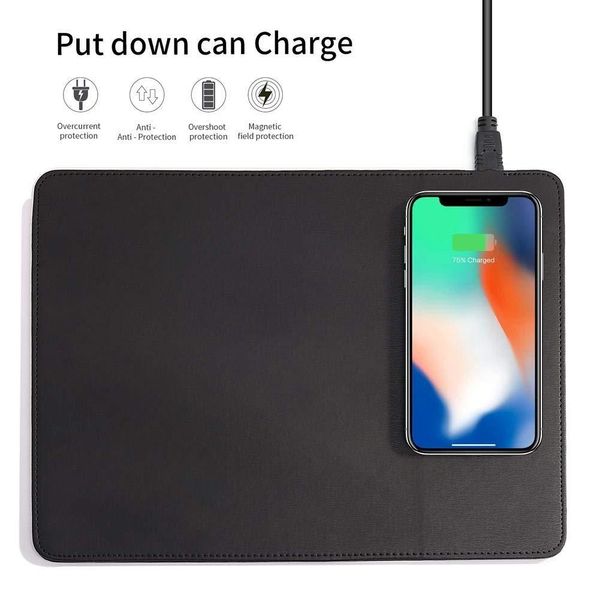 Rests Mobile Phone Qi Chargeur sans fil charge Mat de coussin de souris pour iPhone X / 8 8Plus pour Samsung S8 Plus / S7 S6 Edge Note 8 Note 5