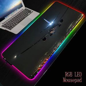 Rustt MRGBest Aircraft Computer Mouse Pad RGB LED Light Gaming Muispad Large Mouspad Gamer XXL MAUSE TAPPET PC Desk Mat Keyboard Pad