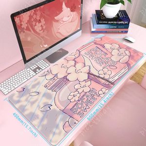 Rust Roze Illustratie Grote Muismat Kawaii Anime Muismat Computer Accessoires Toetsenbord Deskpad Laptop Leuke Student Bureau Mat