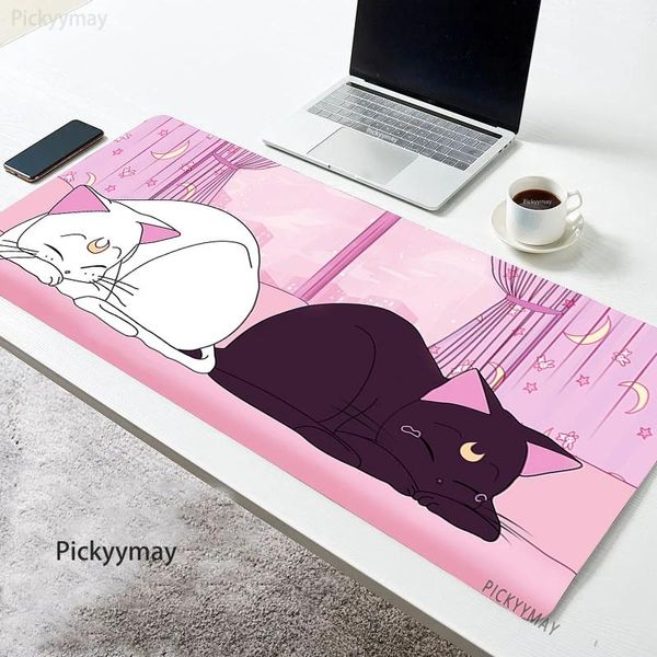 Repose Tapis de Souris Rose Tapis de Souris Mignon Chat Kawaii Grand Tapis de Souris Grand Tapis de Bureau Tapis de Souris en Caoutchouc antidérapant Grand Tapis de Clavier pour Ordinateur Portable