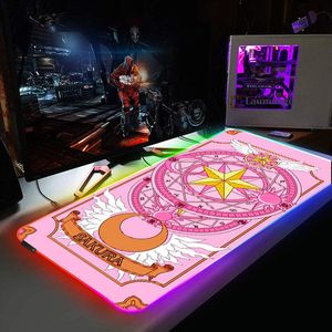 Repose Rose Sailor Moon Xxl RVB Tapis De Souris Gamer Pc Accessoires Gaming LED Tapis De Souris Clavier Tapis De Bureau Protecteur De Bureau Anime Mause Tapis