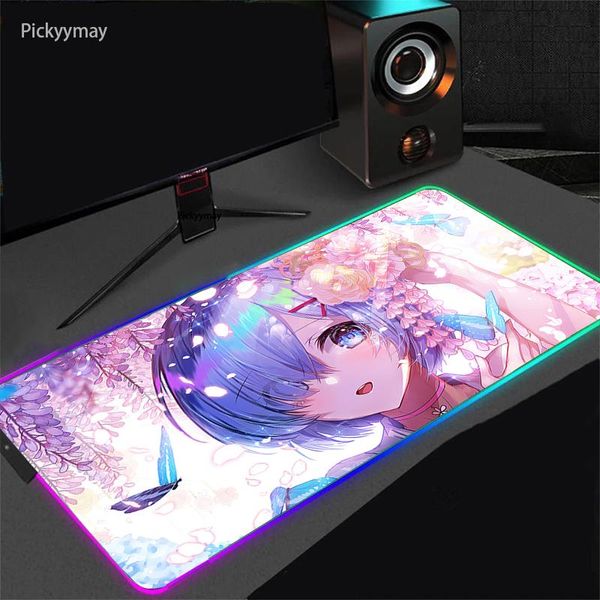 Descansos re cero anime rgb mouse almohadilla para la computadora portátil de la computadora portátil led teclado luminos