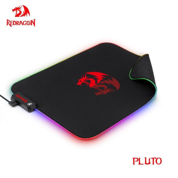Redragon Pluto P026 Gaming Mouse Pad 9 Modes d'éclairage Base en caoutchouc 330 * 260 * 3 mm Gamer Bernking Edge Mat DeskPad pour le jeu