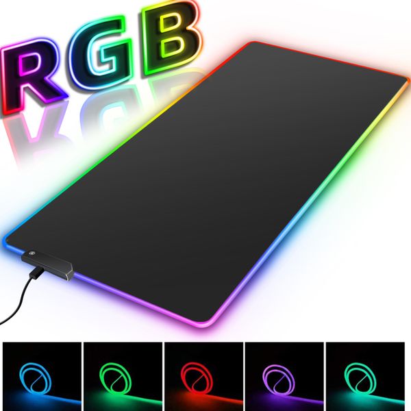 Alfombrilla de ratón grande RGB para juegos, alfombra de retroiluminado con LED, alfombrilla de ratón de tamaño grande para teclado de juego, alfombrilla de escritorio para Gamer, alfombrilla para ratón de ordenador