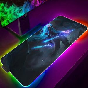 Rests RGB LED Mouse Pad Katarina League of Legends Anime MousePad Kawaii Gaming Mat Accessoires PC Gamer XXL Desk groot tapijt lol