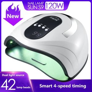 Rusts Sun S9 UV -lamp LED NAIL LAMP HOOG POWER 120W NAIL DROYER ZONLICHT VOOR MANICURE GEL NAILS LAMP DROGEN VOOR GEL VARNING NAIST