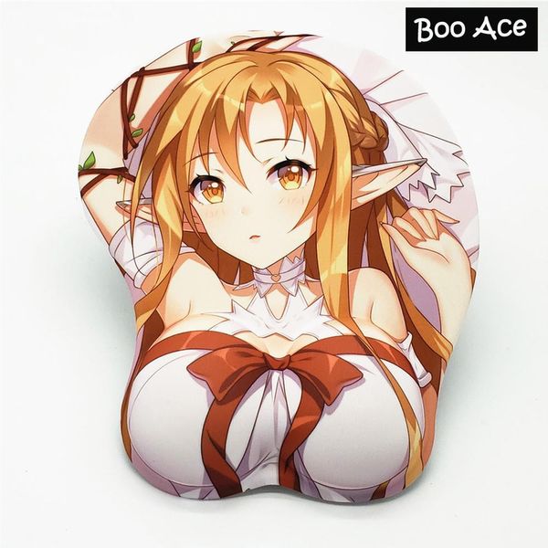 Descansa Sword Art Online Asuna Anime 3D Boobs Mouse Pad con reposamuñecas de gel