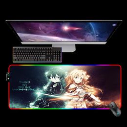Rests Sword Art Online RGB XXL Mause Pad 90x30cm Anime non glissant Mousepad Gamer Desk Keyboards Keyboards Computer Mouse Pad Deskmat Play Mat