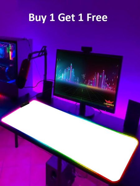 RESTS White RGB Gaming Mousepad Accesorios de juegos RGB Mat de la almohadilla del mouse LED Teclado del mouse del mouse XXL COMPRAR 1 Get 1