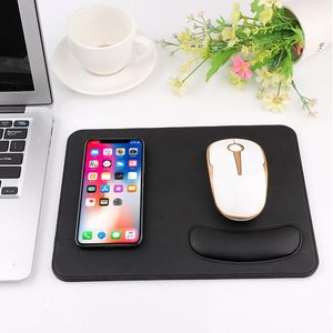 Repose avec téléphone chargement sans fil cuir PU grain de bois chargeur étanche tapis de souris pour PC ordinateur portable bureau portable jeu mignon tapis de souris