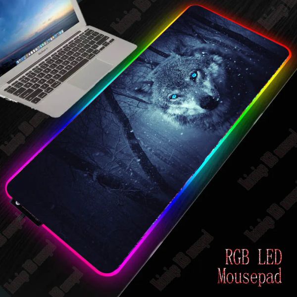 RESTS XGZ WOLF Animal Gaming Mouse Pad Gamer Gamer Computer Mousepad RGB rétro-éclairé