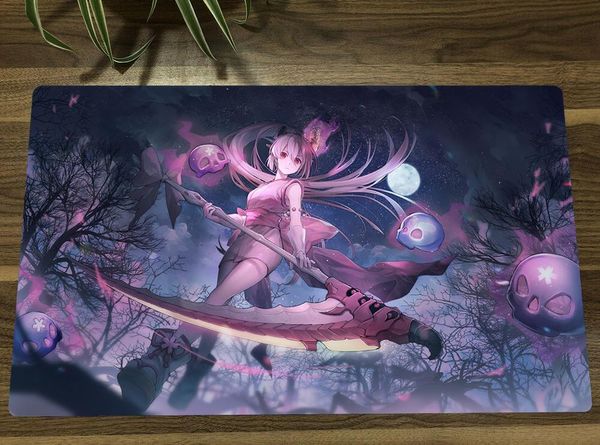 Rests YuGiOh Red Blossoms from Underroot TCG Mat Anime Girl Trading Card Game Mat CCG Playmat Alfombrilla antideslizante para ratón 60x35 cm Bolsa gratis