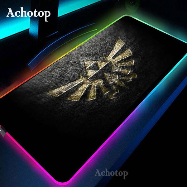 Rests Zelda-alfombrilla de ratón con luz LED, cubierta de teclado RGB, alfombrilla de escritorio de superficie colorida, resistente al agua, multitamaño, ordenador mundial, Gamer, PC CS