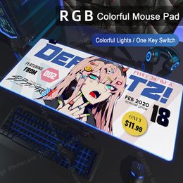 Repose zéro deux anime rvb clair grand pad de souris genshin jeu épaissi chérie dans la table de bureau de clavier de l'ordinateur Franxx