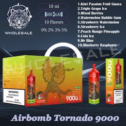 Retail 100% d'origine Airbomb Tornado 9000 Puff Disposable Vape Pen 10 saveurs 9k Puffs Vape Pen