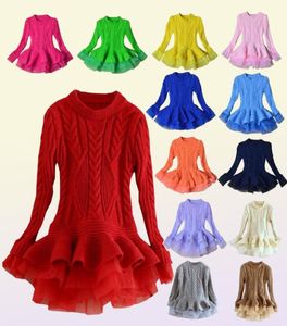 Retail 13 couleurs Kids Designer Vêtements Girls Organza Pull en tricot Robe princesse automne Boutique de fête de Noël de luxe d'hiver 3020665