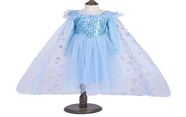 Minorista 2020 Vestido de niños Nuevos nieve queen lentejuelas Cubra de cosplay Trailing Net Hyarn Girls Flower Vestidos Girls Christmas Princess Vestido 9411432