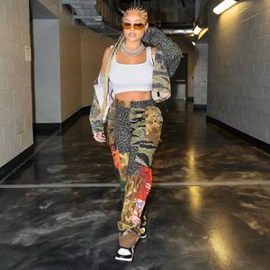 Retail 2023 Casual Designer Women Camouflage Pants Print High Taille Slim Loose Camo Jogger Trouser