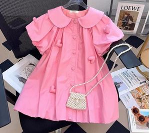 Robe d'été rose à motif d'amour pour petites filles, vêtements de princesse doux, 39 T, vente au détail, 2023, 240228