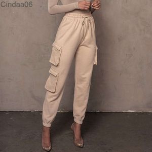 Détail 2023 Pantalons de mode pour femmes Joggers Designer Casual Couleur unie 3D Poche Strap Up Pantalons Sports Pantalons décontractés pour dame