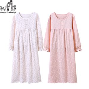 Retail 3-14 years long-sleeves cotton children's home wear nightdress girl baby pajamas autumn fall Spring Print 201225