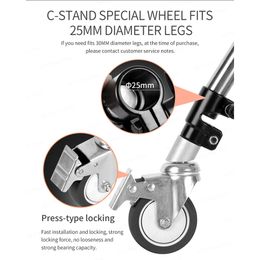 Retail 3PCS Camera Camera Swivel Caster Wheel Set, 25 mm de diamètre pour la photographie Century Light Stand de lumière pliable