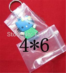 Livraison gratuite au détail 4x6 cm 500 pcs/paquet sac en polyester transparent-sacs PE à fermeture éclair, pochette de rangement refermable pour boucles d'oreilles à fermeture éclair
