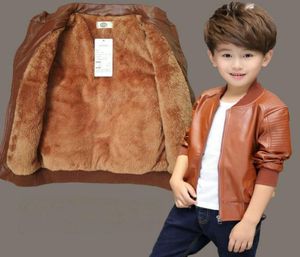 Retail 5 Colors Boys Girls Plus Cashmere Leather Jacket Coats Winter Kids Designer Jackets Fashion Luxury Warmer Dikke Coat Outwea5448916