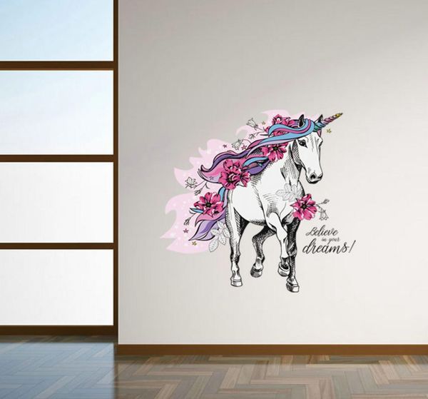 Retail 6 styles enfants dessin animé Unicorn Wall Sticker Children Children Room Rovable Wall Stickers Wallpapers Decorative Home Decor Party Sup1104806