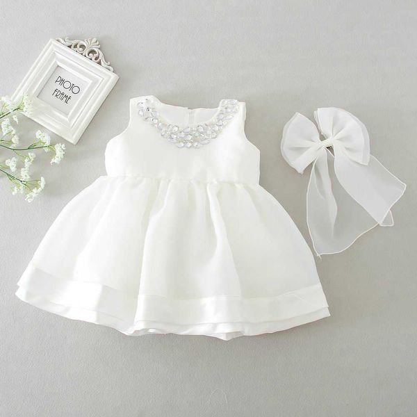 Détail bébé fille robes de mariée arc robe d'anniversaire Puffy fête robe d'été vêtements 0-2T 8022BB 210610