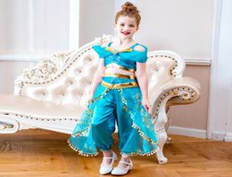 Retail Baby Girls Aladdin Lamp Jasmine Princess Outfits Kinderen Kerst Halloween Princess Cosplay feestkostuums Clothin6510319