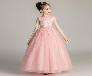 Détail bébé filles robe fleur appliquée longue maille robe de mariée enfants floral brodé princesse jupes de soirée enfants boutique9559732