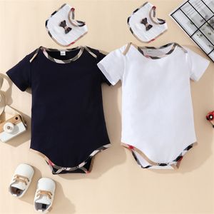 Retail Baby Rompertjes Zomer Pasgeboren Katoen Jumpsuit Peuter Korte Mouw Onesies Turn-down Kraag Baby Jumpsuit 0-24 Maanden