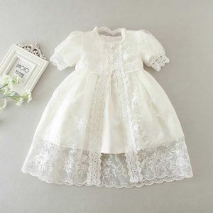 Robe de baptême de bébé fille née au détail 3pcs ensembles de filles de bébé princesse dentelle robe de baptême vêtements pour tout-petits E1785 210610