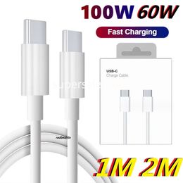 Boîte de vente au détail 1M 3FT 2M 6FT 65W 100W 5A Charge rapide rapide USB C à USb-C PD Câbles de chargeur de câble pour Samsung S20 S22 S23 s24 Xiaomi Huawei S1 téléphone 15 15 pro