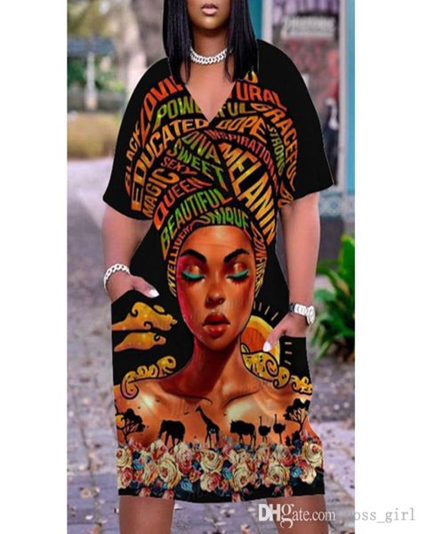 VENTA AL POR MENOR Vestidos casuales Tallas grandes L3xl 4xl 5XL Diseñador 3D Impreso Midi Vestido Camisas Mujeres Dibujos animados Batwing Pocket Anime Clothing4167532