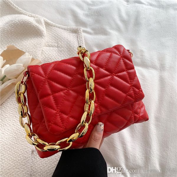 Bolso de moda para mujer con cadena a cuadros, novedad de 2022, bolso de hombro único con textura de tendencia a la moda, venta al por menor