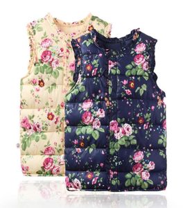 Retail Enfants Vest Girls Floral Imprimé Washingo Fashion Nouveau bébé Baby Kids Ruffle Collor épaissoir VIET DO VIEUR KIDES TIATcoat A02375421614