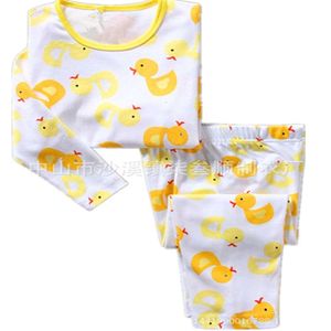 Retail Duck Boys Pamas Suits 100% katoenen kinderen slaapkleding jongen t-shirts + broek sets kinderen nachthemd pj's baby pyjama's pjs l2405