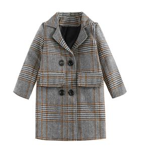 Détail fille revers épais plaid Trench Coat enfants manteaux d'hiver filles style britannique designer pardessus vestes d'extérieur veste enfants 2437641