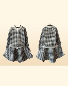 Retail Girls Korean Tricoted Plaid Jirts costumes 2 pièces tenues Sports Tracks Tracks Kids Designer Tracksuit Children Clothing SetS5730326